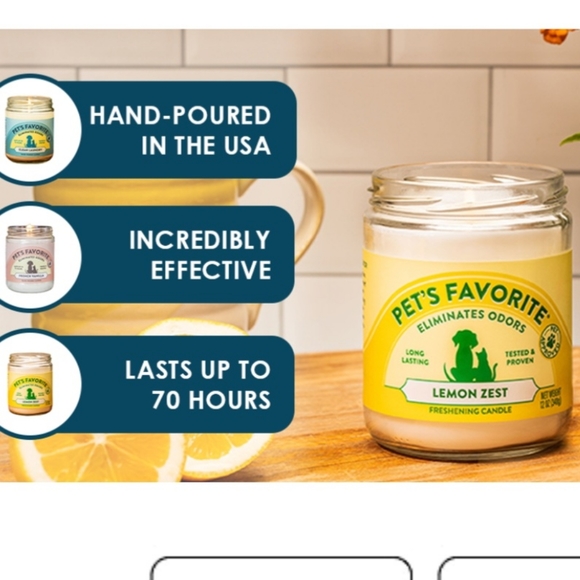 Pet's Favorite Tested & Proven Odor Eliminating Candle, Pet-Friendly Lemon Zeat - Picture 4 of 5
